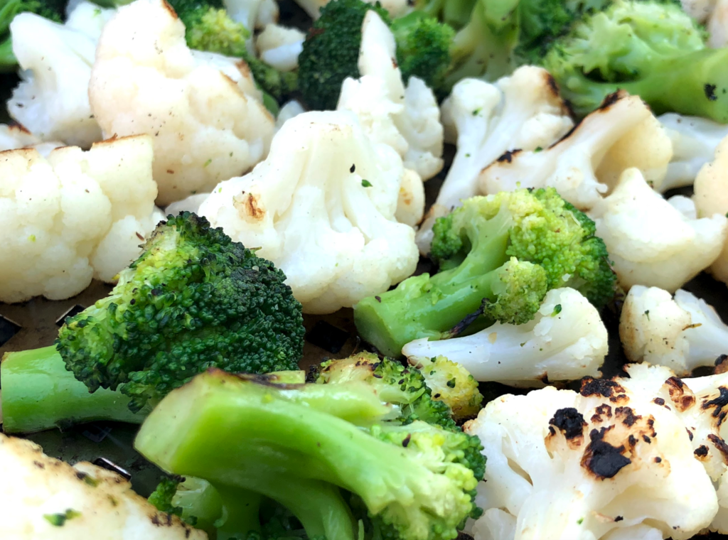 Fire roasted broccoli and cauliflower