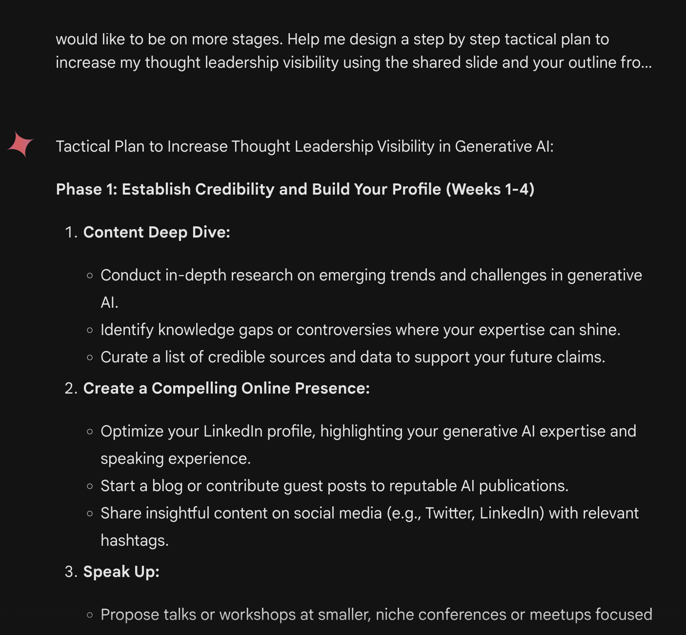Gemini thought leadership plan output