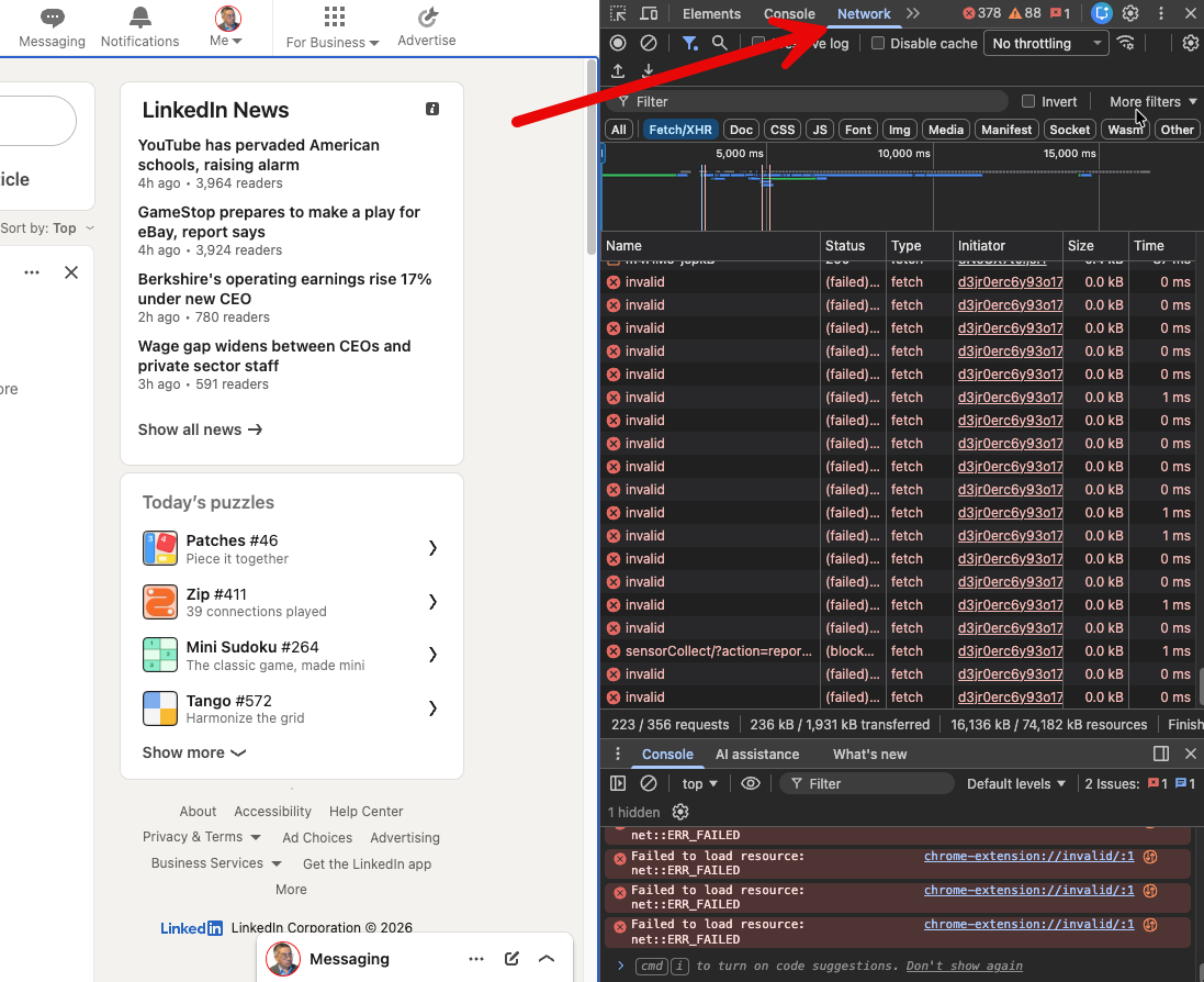 Network menu